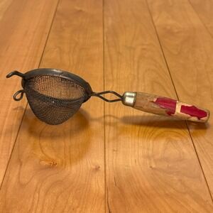 Vintage Basket Strainer with Wood Handle | Wire Mesh Strainer | 8"